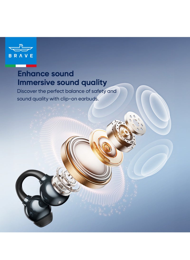 Bluetooth 5.4 Wireless Earbuds with Open-Ear Clip Design - Lightweight Open-Ear Sports Earphones with Charging Case, 12mm Dynamic Drivers, High-Fidelity Sound, Adaptive Comfort Fit for Running, Workout, Gym, Sweat Resistant, Secure Clip Design for All-Day Use