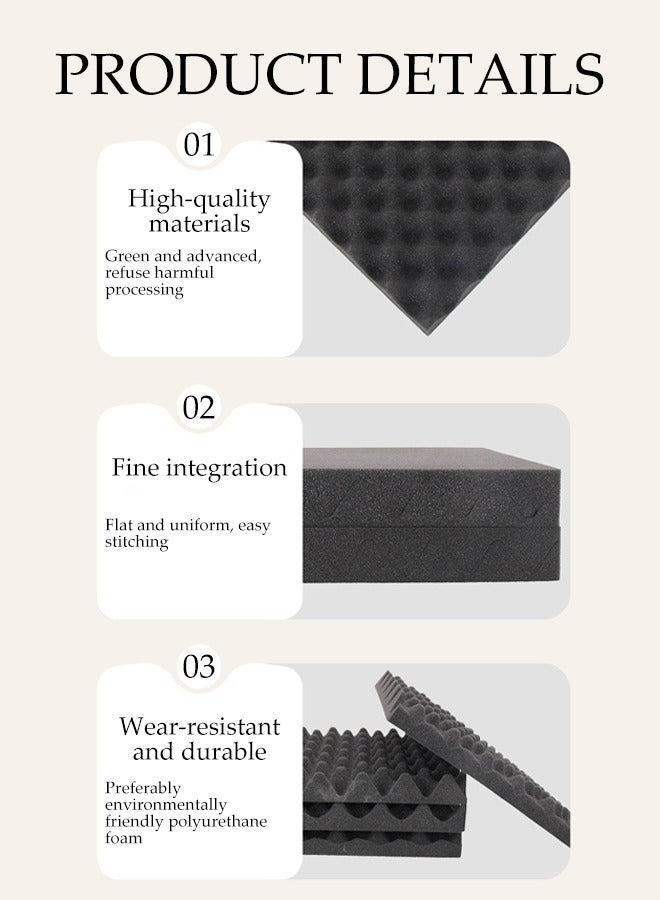 DUNISO 12 Pieces Of Sound-Absorbing Foam, 2X25X25cm, Fast Recovery Sound-Absorbing Board, Home Recording Studio Soundproof Wallboard, Thickened Sound-Absorbing Foam Frangipani Soundproof Cotton, Sound-Absorbing Cotton, Wall Bedroom Piano Room Ktv Indoor, Self-Adhesive, Soundproof Board,Acoustic Panels - Image 5