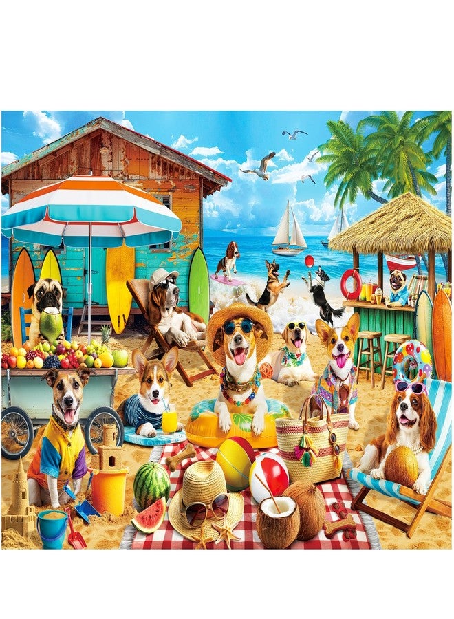 BenBen Puzzles for Adults 500 Pieces, Dogs on Vacation, Dog Jigsaw Puzzle with Patterns on Back, Funny Animal Puzzle, Challenging Puzzles for Family Game Night, Home Décor - Image 1