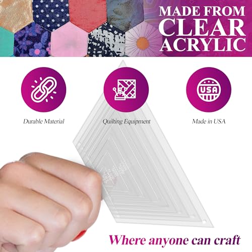 LaserThing Hexagon Quilting Template Set - 8", 7", 6", 5", 4", 3", 2", 1" Sizes with 1/4" Seam Allowance - Durable Acrylic Templates for Quilting, Patchwork, Crafting, & Sewing Projects - Image 4