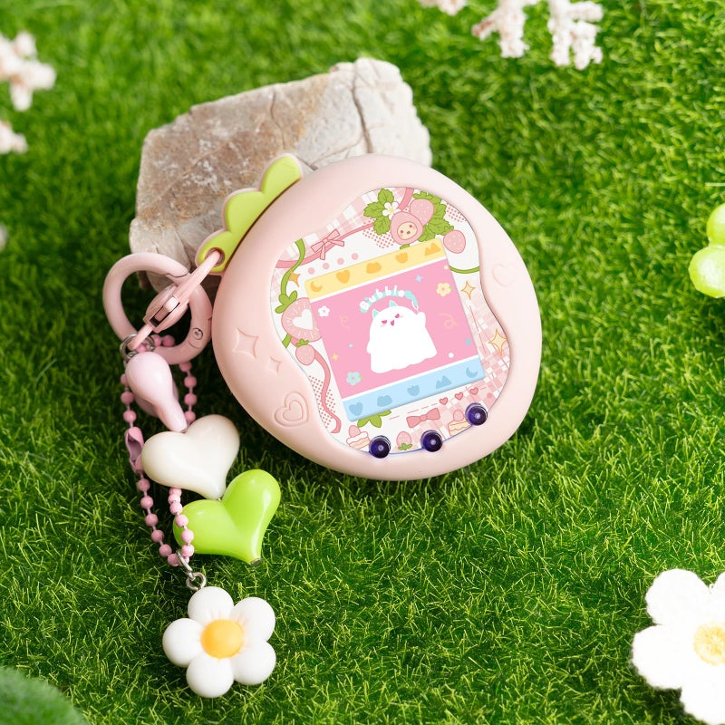 BUBBLELOGUS Strawberry Bubble Protective Case for Tamagotchi Uni, Soft TPU Silicone Cover with Faceplate & Charms Set, Anti-Scratch & Waterproof (Pink) - Image 5