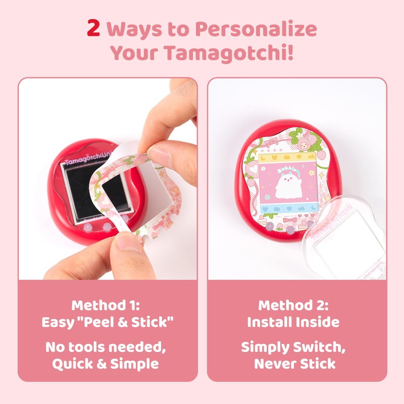 BUBBLELOGUS Strawberry Bubble Protective Case for Tamagotchi Uni, Soft TPU Silicone Cover with Faceplate & Charms Set, Anti-Scratch & Waterproof (Pink) - Image 4