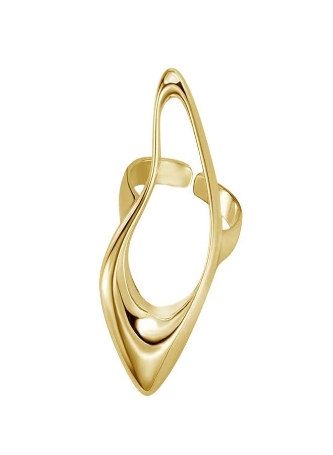 Dtja Hollow Teardrop Statement Ring for Women Gold Plated Fashion Geometric Simple Adjustable Open Wrap Knuckle Finger Rings Comfort Fit Minimalist Unique Chic Jewelry Gift for Holiday Size 6-7 (Golden) - Image 1