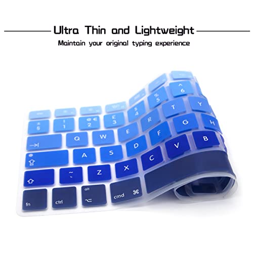 HRH English Silicone Keyboard Cover Skin for MacBook Air 13,for MacBook Pro 13/15/17 (with or w/Out Retina Display,2015 or Older Version),for iMac Older EU Layout Keyboard Protector-Ombre Blue - Image 4