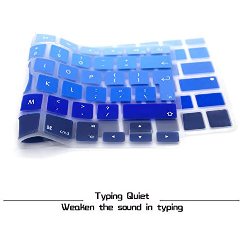 HRH English Silicone Keyboard Cover Skin for MacBook Air 13,for MacBook Pro 13/15/17 (with or w/Out Retina Display,2015 or Older Version),for iMac Older EU Layout Keyboard Protector-Ombre Blue - Image 3