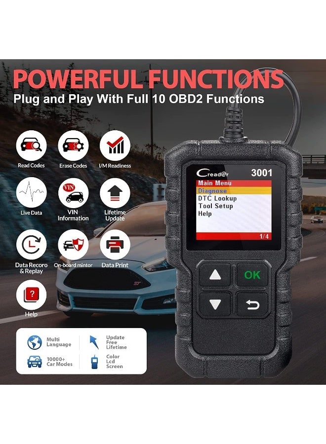 Launch LAUNCH Creader 3001 OBD2 Scanner Automotive Car Diagnostic Check Engine Light O2 Sensor Systems OBD Code Readers Scan Tool for All OBDII Protocol Cars Since 1996  - Image 2