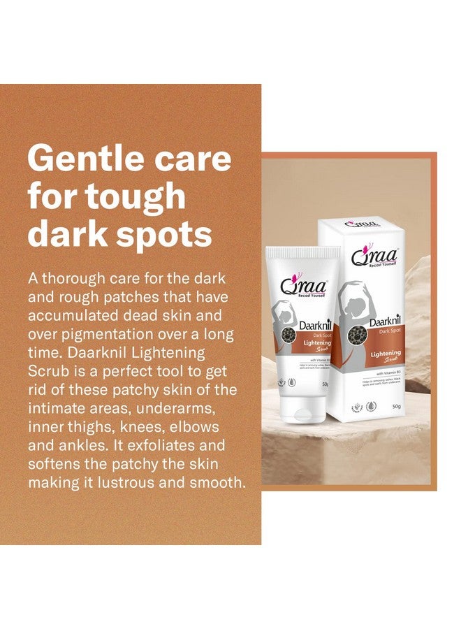 Qraa Daarknil Cream With Daarknil Polisher Combo Pack For Intimate Lightening/Dark Spots/Uneven Tone/Skin Whitening | For Dark Underarms, Neck, Knees, Elbows And Inner Thigh 50Gm*2 - Image 4