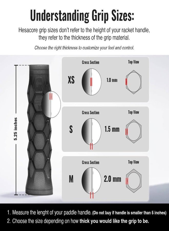 Hesacore Pickleball Paddle Tour Carbon Grip - 5.25 Inches - Pickleball Grip, Comfortable Grip for Tennis Elbow, Increased Grip Strength, Less Vibrations, Finger Support, Helps Sweaty Hands - Size - Image 2