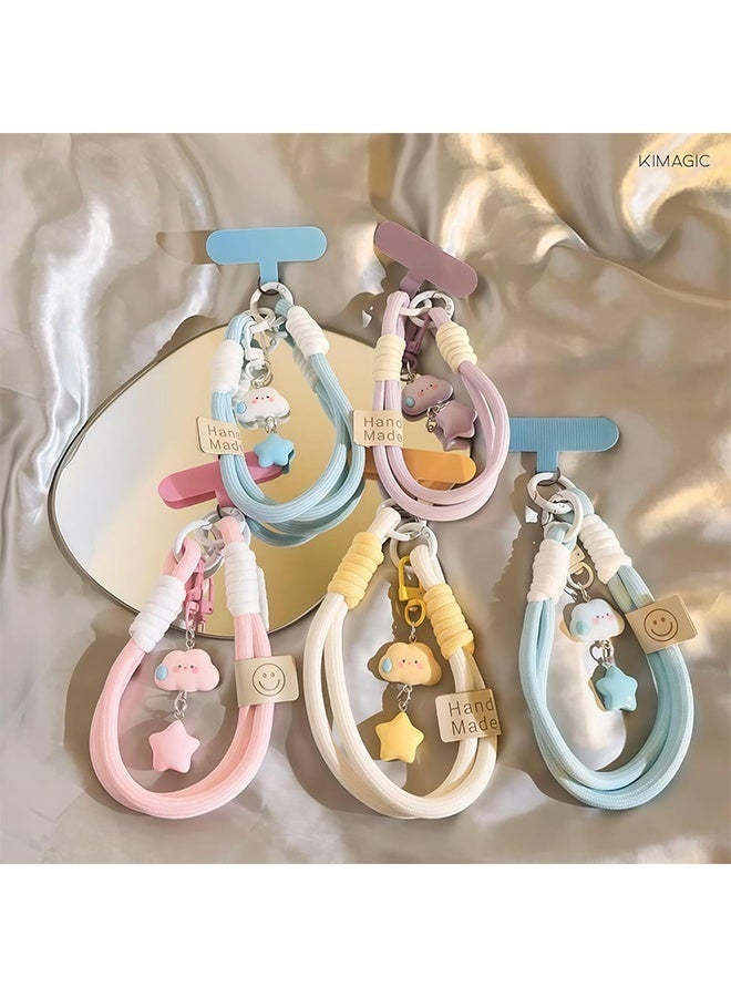 حبل هاتف بسيط للمعصم، مقاوم للسقوط، يتضمن نوعين من حلقات تثبيت الهاتف (شفاف ونايلون مطابق) (بنفسجي/أزرق) - Image 4