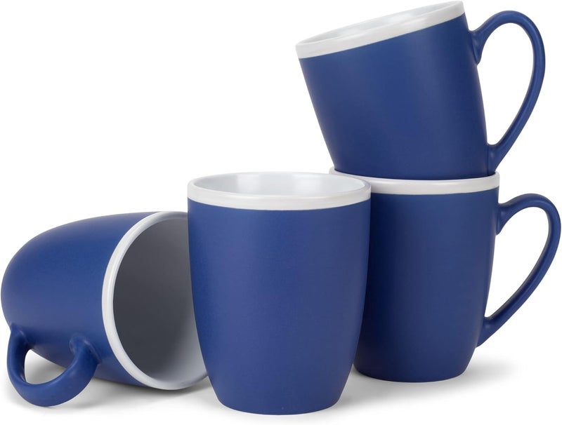 Elanze Designs Solid Color Blue White Interior 16 ounce Matte Ceramic Mugs Matching Set of 4 - Image 1