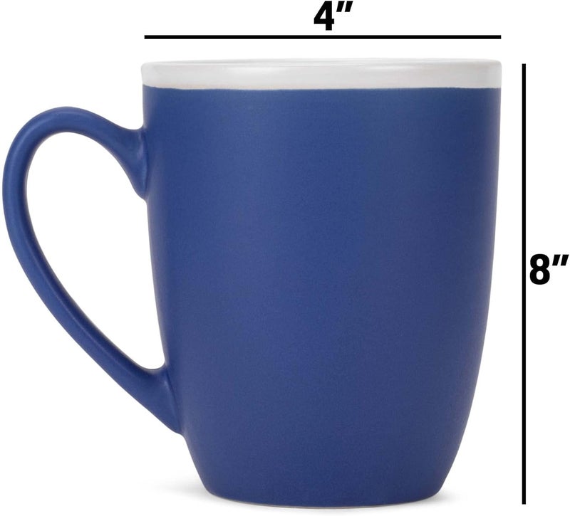 Elanze Designs Solid Color Blue White Interior 16 ounce Matte Ceramic Mugs Matching Set of 4 - Image 5