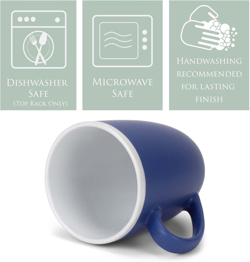 Elanze Designs Solid Color Blue White Interior 16 ounce Matte Ceramic Mugs Matching Set of 4 - Image 4