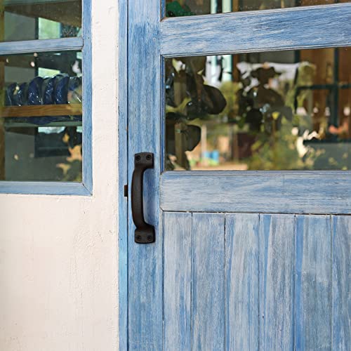 Keponbee Rustic Barn Door Handles Black Cast Iron Gate Handle Vintage Metal Solid Heavy Duty Sliding Door Handle Fence Cabinet Pull Grab Handle, Set of 2, 7 Inch - Image 5