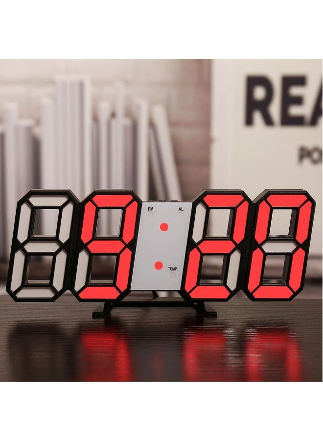 ساعة رقمية ذكية بتقنية 3D مع منبه LED ساعة إلكترونية ساعة معلقة على الحائط لغرفة المعيشة ساعة لعرض درجة الحرارة الداخلية - Image 1