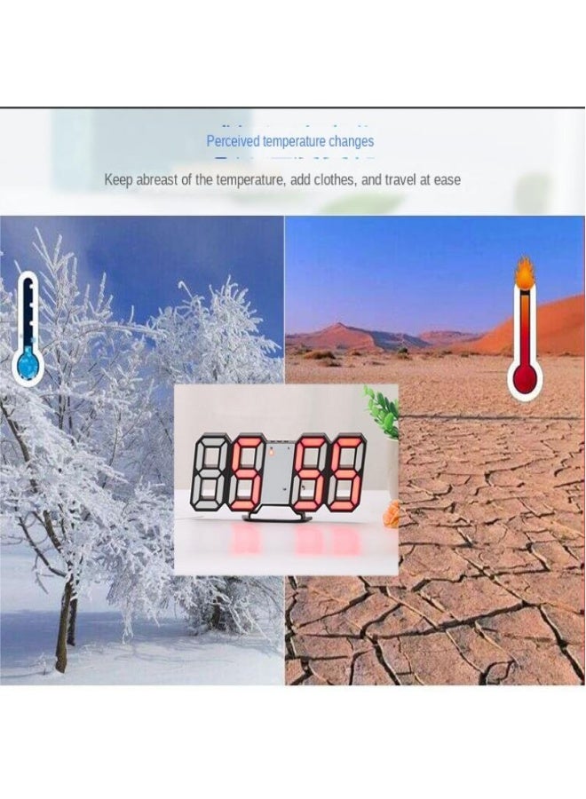 ساعة رقمية ذكية بتقنية 3D مع منبه LED ساعة إلكترونية ساعة معلقة على الحائط لغرفة المعيشة ساعة لعرض درجة الحرارة الداخلية - Image 4