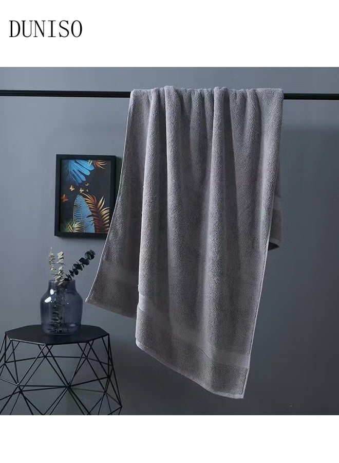DUNISO منشفة استحمام كبيرة 100% قطن جودة ممتازة فائقة النعومة وامتصاص عالي منشفة استحمام رمادية قطنية كبيرة سميكة لمنطقة الجسم والشعر والمسبح 70*140 سم - Image 1