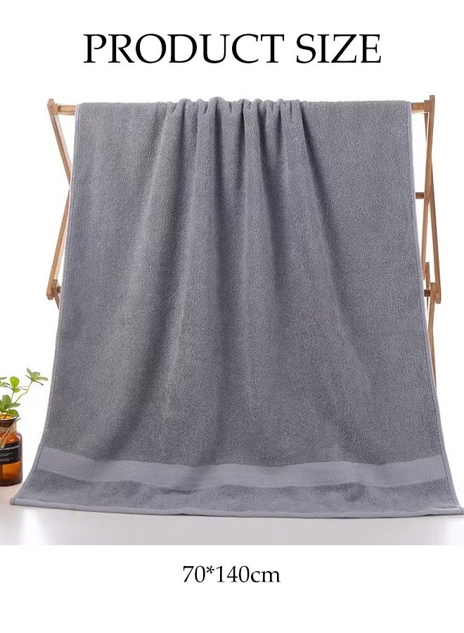 DUNISO منشفة استحمام كبيرة 100% قطن جودة ممتازة فائقة النعومة وامتصاص عالي منشفة استحمام رمادية قطنية كبيرة سميكة لمنطقة الجسم والشعر والمسبح 70*140 سم - Image 2