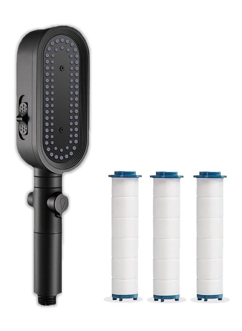 Improved shower head with pressure regulation, effortless water control, and comfort with extra 3 filters (black)