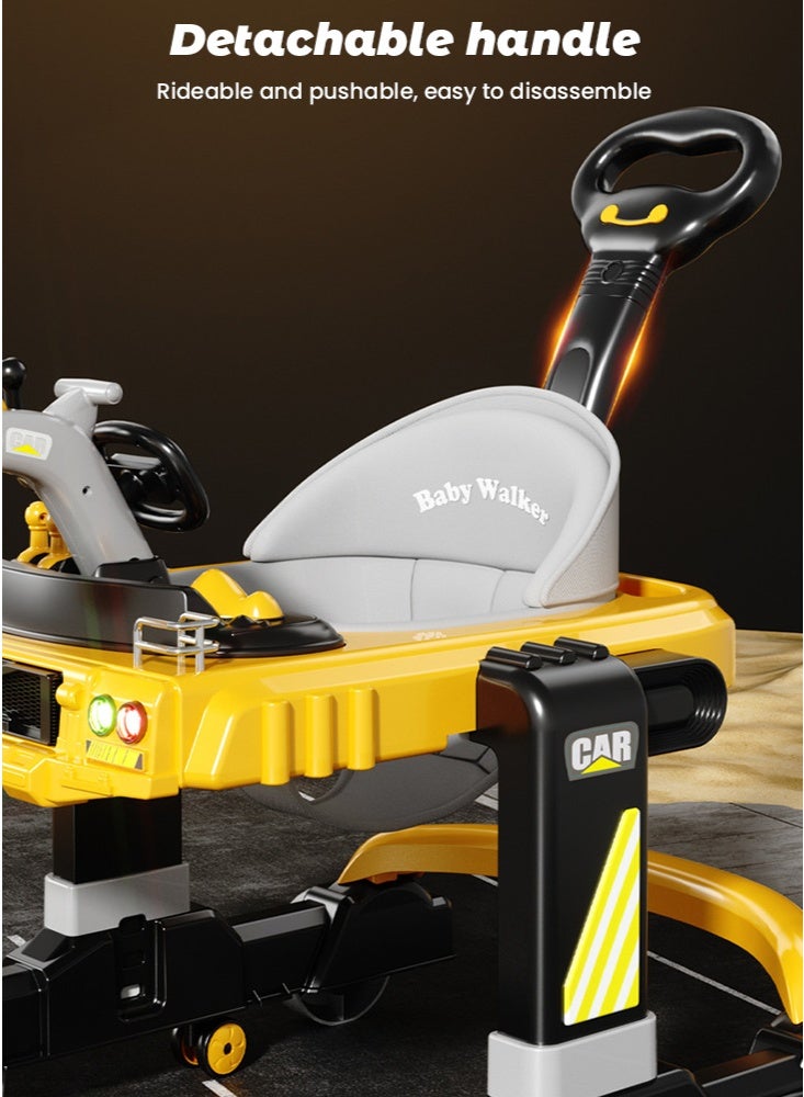 GGEROU 3 in 1 Baby Walker With Parent Push Handle, Multifunctional Kids Walkers,Toy Excavator for Walking with Adjustable Height and 360 Degree Universal Wheels, Comfortable Seat Cushion, Detachable Trampoline Mat - Image 3