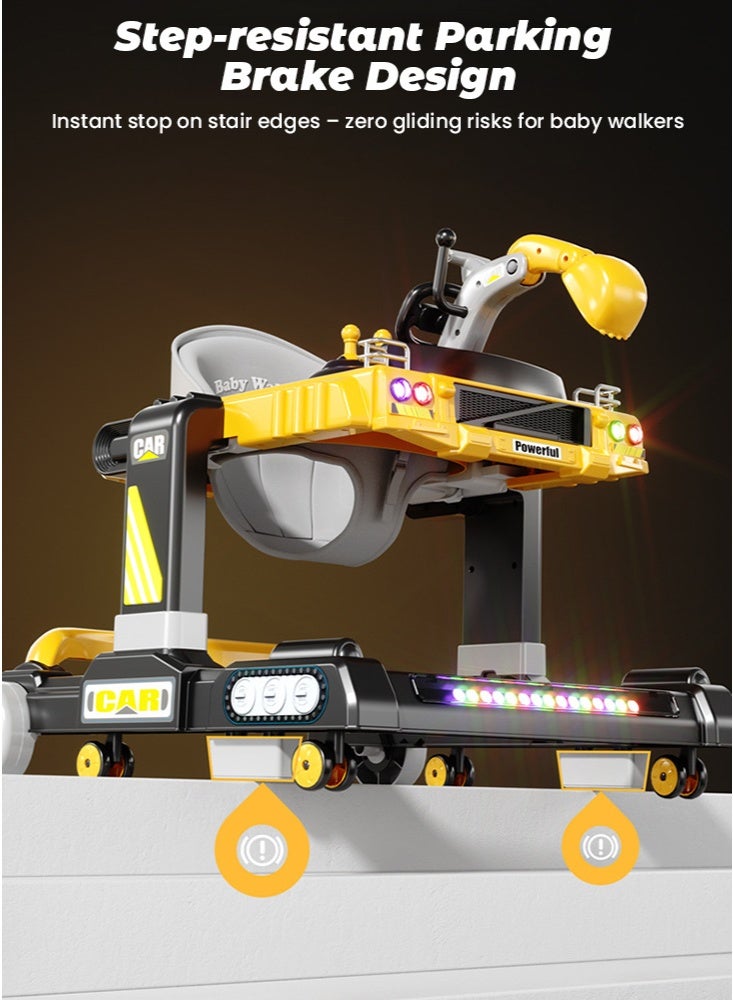 GGEROU 3 in 1 Baby Walker With Parent Push Handle, Multifunctional Kids Walkers,Toy Excavator for Walking with Adjustable Height and 360 Degree Universal Wheels, Comfortable Seat Cushion, Detachable Trampoline Mat - Image 5