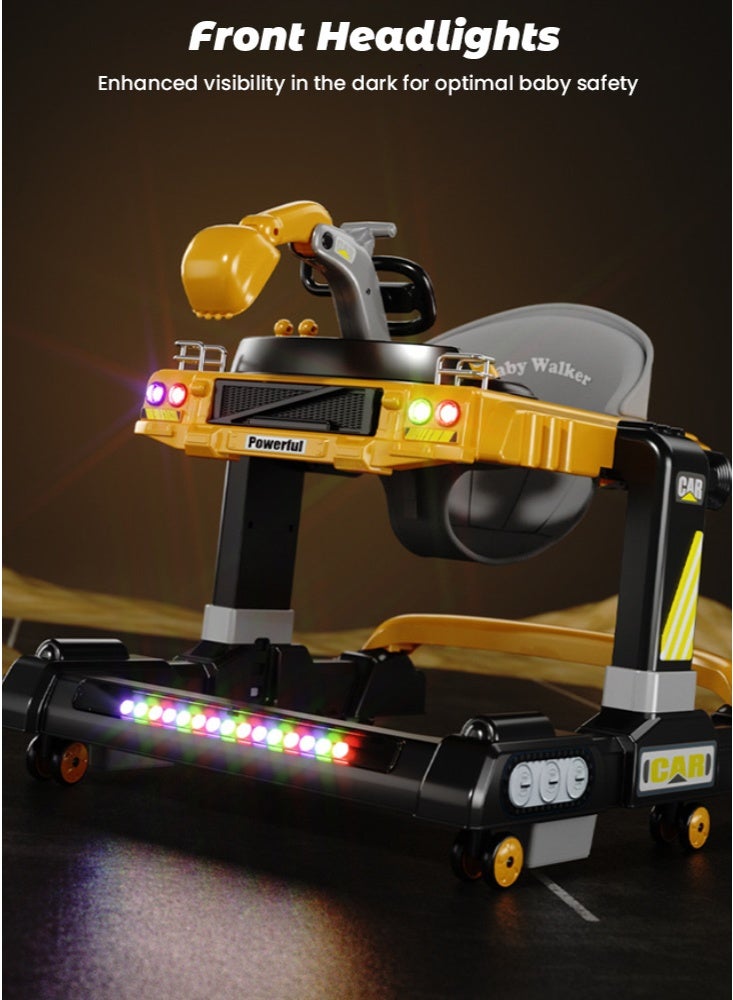 GGEROU 3 in 1 Baby Walker With Parent Push Handle, Multifunctional Kids Walkers,Toy Excavator for Walking with Adjustable Height and 360 Degree Universal Wheels, Comfortable Seat Cushion, Detachable Trampoline Mat - Image 4