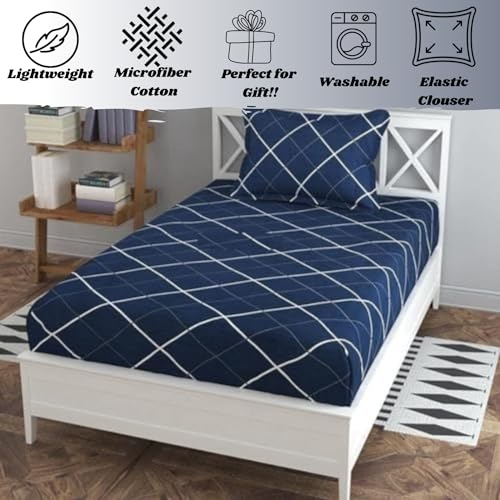 RRC Polycotton Elastic Fitted Bedsheet for Single Bed 36x78 Inches with 1 Pillow Cover Soft and Durable Fabric - Image 3