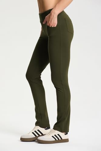Yogipace Petite Womens 5 Pockets Straight Leg Yoga Dress Pants Slim Fit Stretch Pants for Everyday Casual27Dark OliveSize S - Image 3