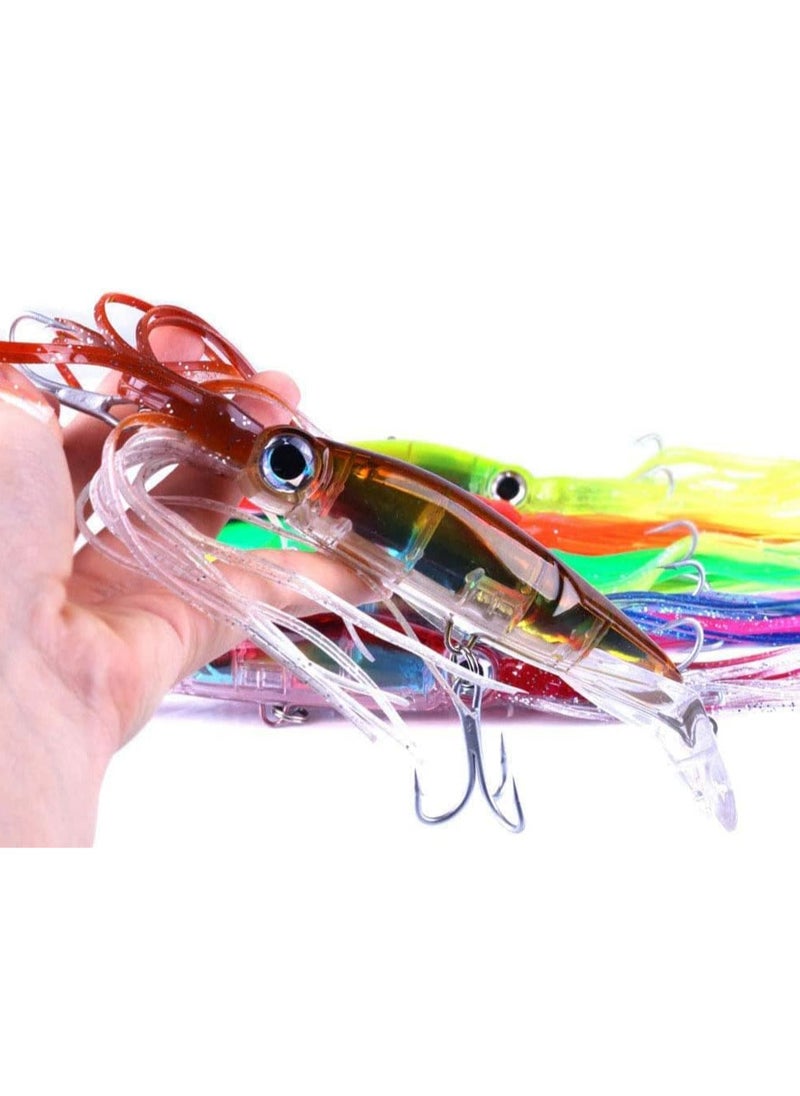 Generic - 6Pcs Fishing Lures Kit - 24cm 40g Large Simulation Squid Saltwater Fishing Lure Set, Lifelike Artificial Baits with 3D Eyes, 2 Sharp Treble Hooks - Image 1