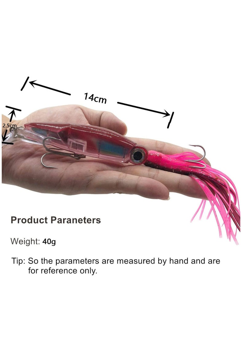 Generic - 6Pcs Fishing Lures Kit - 24cm 40g Large Simulation Squid Saltwater Fishing Lure Set, Lifelike Artificial Baits with 3D Eyes, 2 Sharp Treble Hooks - Image 1