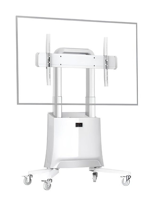 ان بي ايرجونوميك عربة تلفزيون متنقلة قابلة لتعديل الارتفاع الالكتروني لشاشات 75 إلى 120 بوصة، تتحمل حتى 90.9 كجم، متوافقة مع VESA من 200x200 إلى 1000x600 مم، مثالية لغرف الاجتماعات الذكية والمؤتمرات، أبيض | G100 - Image 1