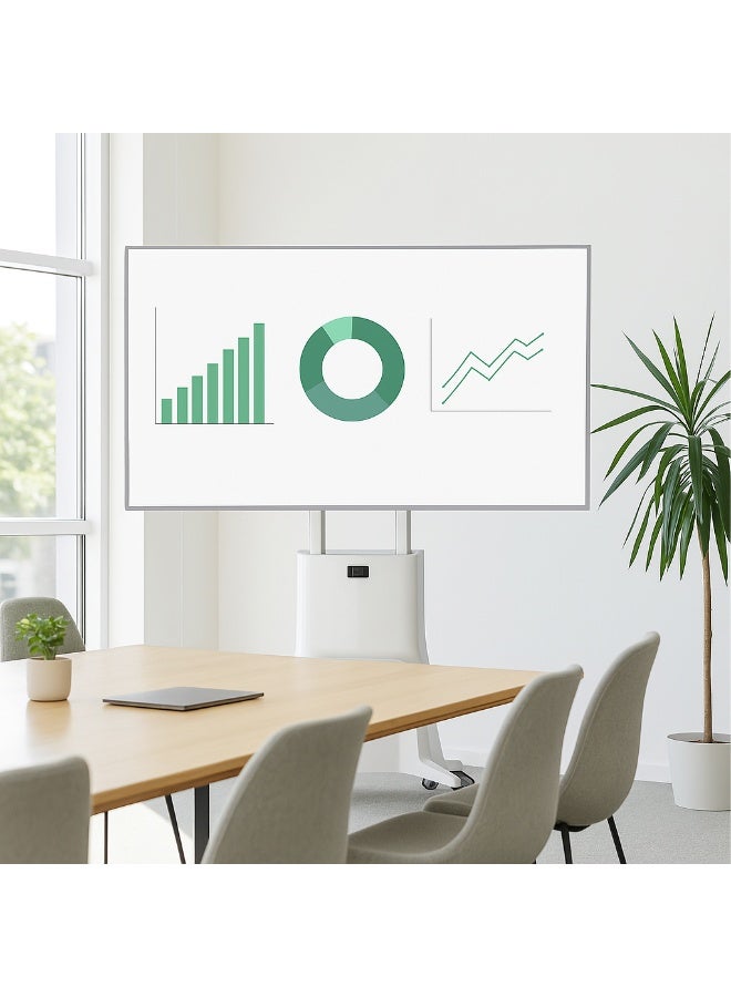 ان بي ايرجونوميك عربة تلفزيون متنقلة قابلة لتعديل الارتفاع الالكتروني لشاشات 75 إلى 120 بوصة، تتحمل حتى 90.9 كجم، متوافقة مع VESA من 200x200 إلى 1000x600 مم، مثالية لغرف الاجتماعات الذكية والمؤتمرات، أبيض | G100 - Image 5