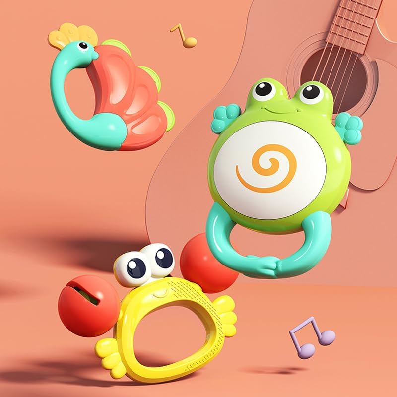 HOLA Crab Orchestra Rattle Baby Teether Activity Toy, Teething Relief, Easy to Grasp, Fine Motor Skills, Bright Colors, Sensory Toys, Baby Toys, Baby Teether, Baby Rattle, Animal Rattle 3M+ - Image 3