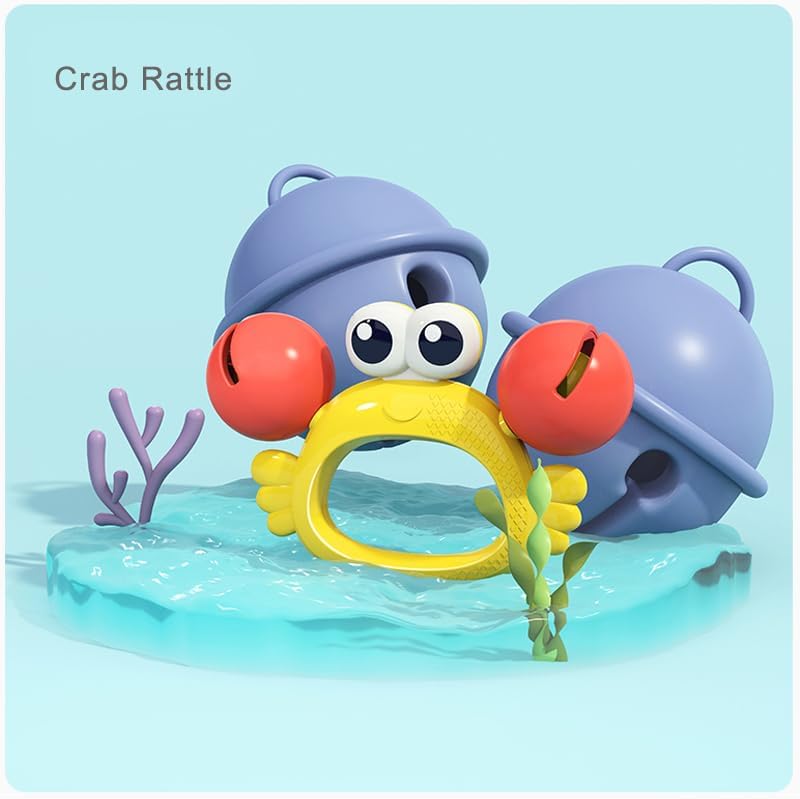 HOLA Crab Orchestra Rattle Baby Teether Activity Toy, Teething Relief, Easy to Grasp, Fine Motor Skills, Bright Colors, Sensory Toys, Baby Toys, Baby Teether, Baby Rattle, Animal Rattle 3M+ - Image 2