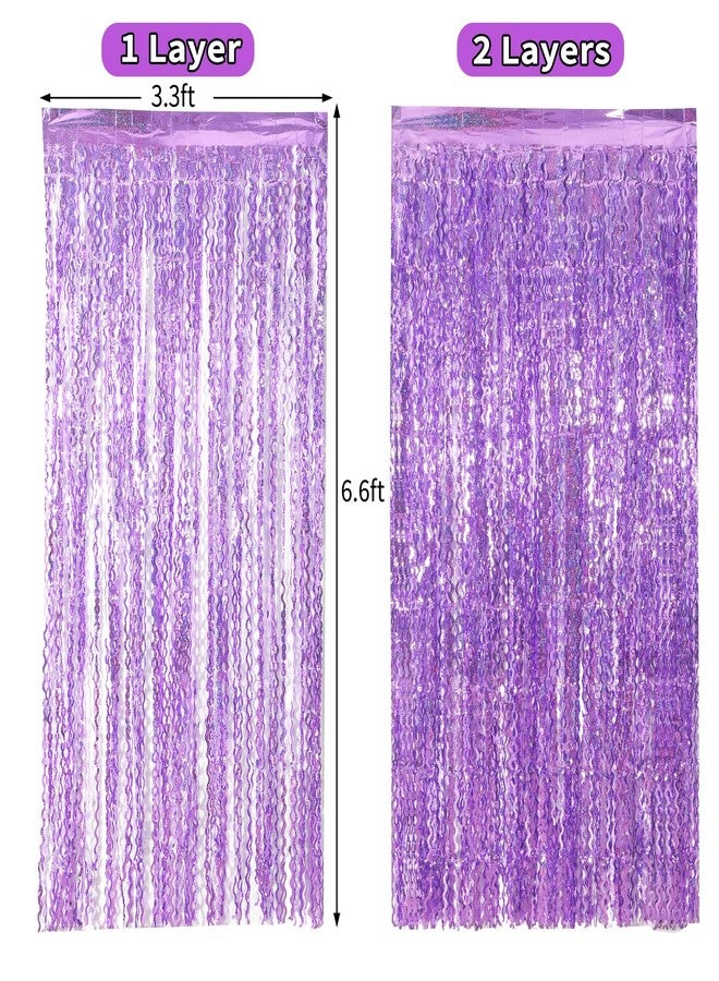 KEEUH 4 Pack Sparkle Wavy Purple Tinsel Curtain Party Backdrop - 3.3X6.6ft Foil Fringe Curtain Party Photo Booth Streamers for Mermaid Euphoria Themed Party Decorations - Image 5