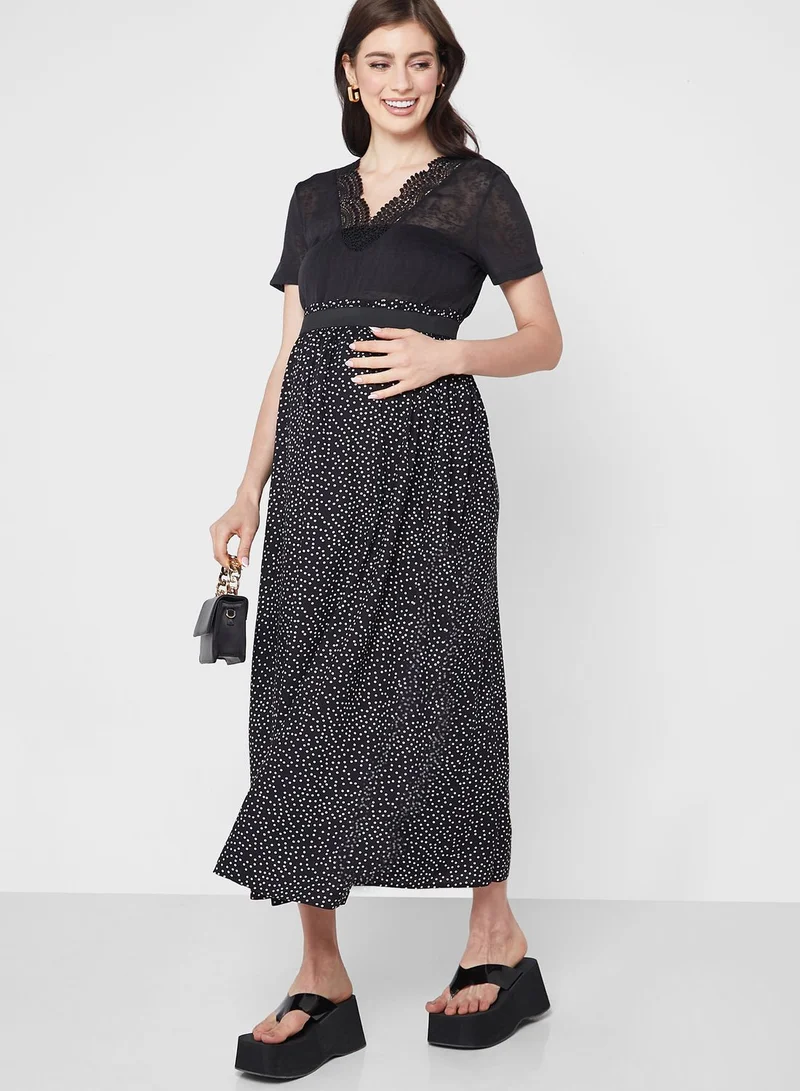 Only Maternity Dot Print Maxi Skirt