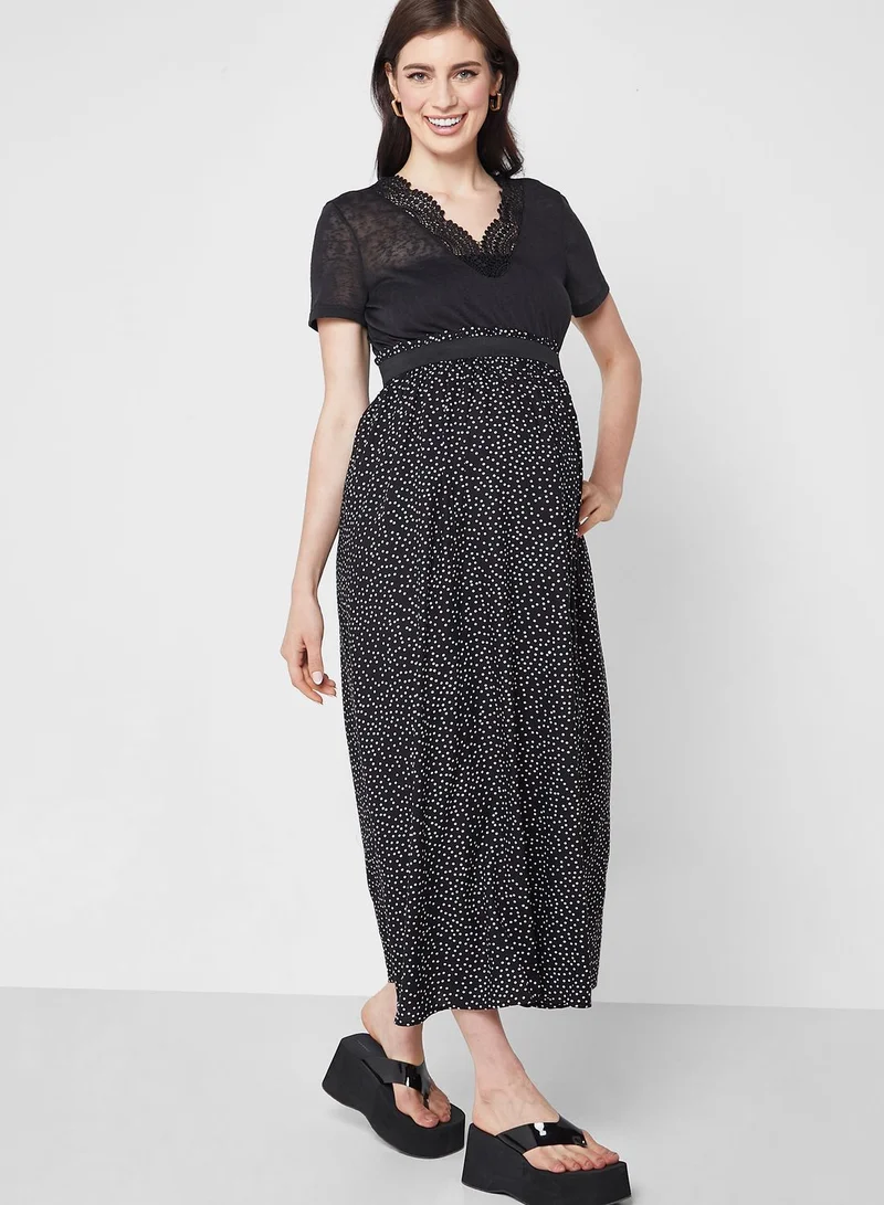 Only Maternity Dot Print Maxi Skirt