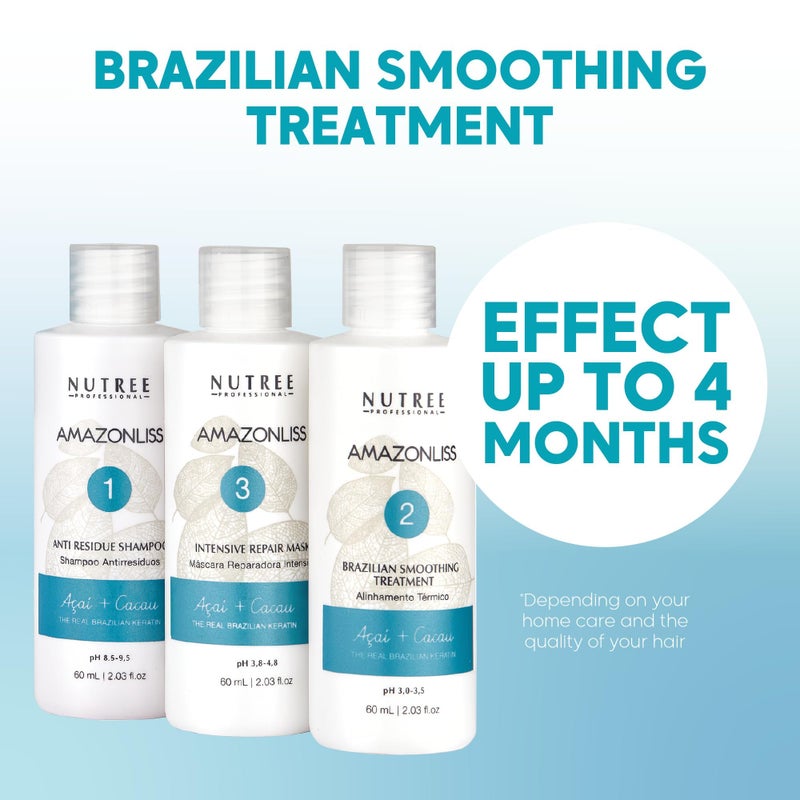 Amazonliss Keratin Hair Straightening Treatment â€“ Home Use Brazilian Blowout Kit â€“ Keratin Treatment Formaldehyde Free â€“ Keratina para Alisar el Pelo, Anti-Frizz, Shine - 2.03 Fl Oz - Image 2