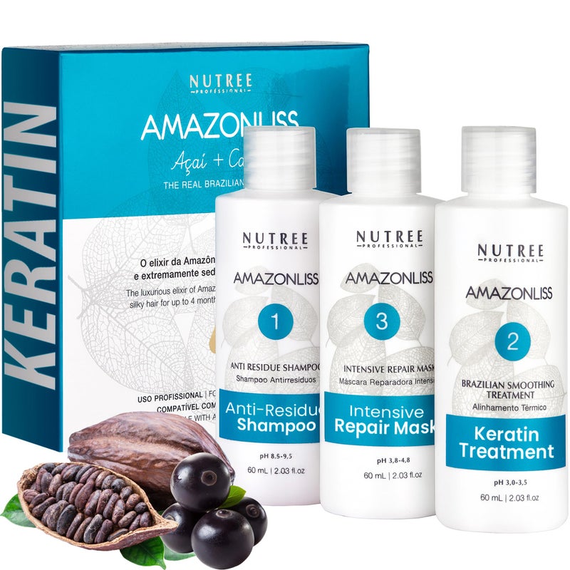 Amazonliss Keratin Hair Straightening Treatment â€“ Home Use Brazilian Blowout Kit â€“ Keratin Treatment Formaldehyde Free â€“ Keratina para Alisar el Pelo, Anti-Frizz, Shine - 2.03 Fl Oz - Image 1