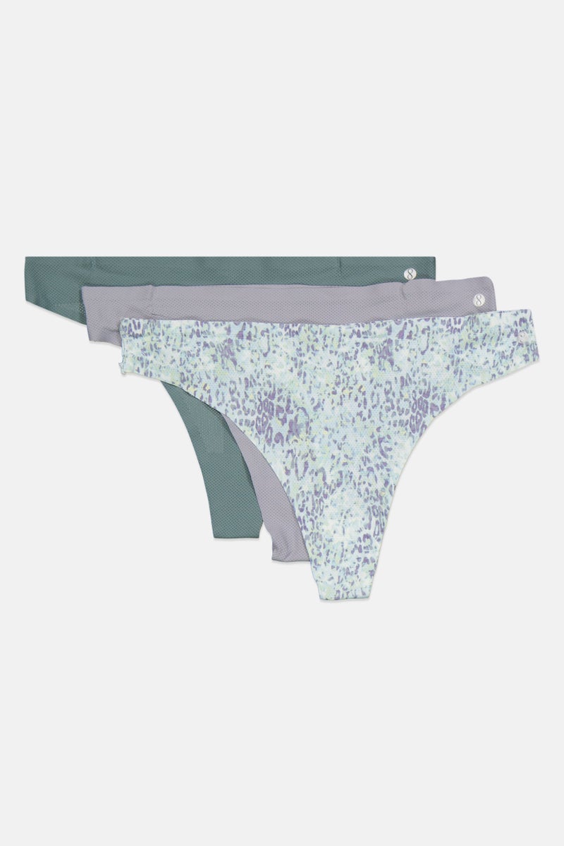 Layer 8 Women 3 Pcs Allover Print Panties, Grey - Image 3
