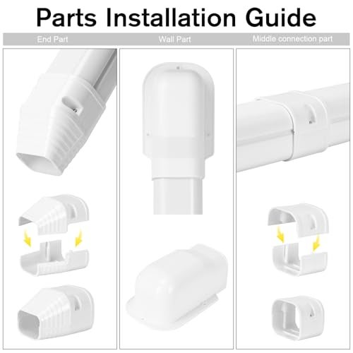 GUEQUITLEX 3" W 7.5 Ft Mini Split Line Set Cover Kit Air Conditioner Decorative PVC Line Cover Kit for Central Air Conditioner Mini Split AC Cover for Outside Heat Pumps Tubing Cover - Image 3
