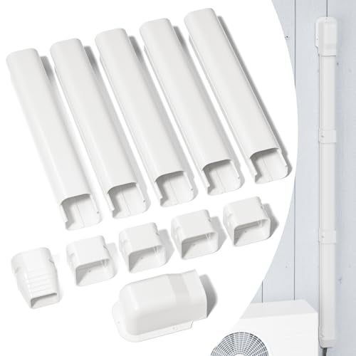 GUEQUITLEX 3" W 7.5 Ft Mini Split Line Set Cover Kit Air Conditioner Decorative PVC Line Cover Kit for Central Air Conditioner Mini Split AC Cover for Outside Heat Pumps Tubing Cover - Image 1