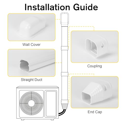 GUEQUITLEX 3" W 7.5 Ft Mini Split Line Set Cover Kit Air Conditioner Decorative PVC Line Cover Kit for Central Air Conditioner Mini Split AC Cover for Outside Heat Pumps Tubing Cover - Image 4