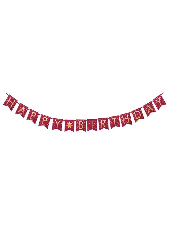 SYGA Pink Happy Birthday Banner with Star Designs Decorative Birthday Party Banner - Image 1