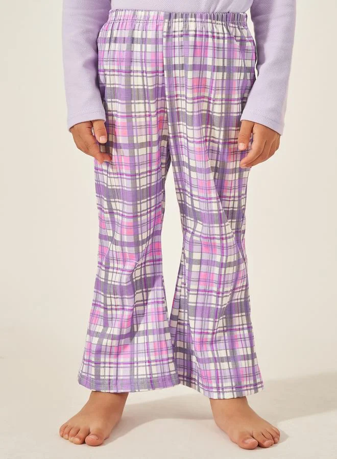 Styli Butterfly Print T-Shirt and Checked Pyjama Set