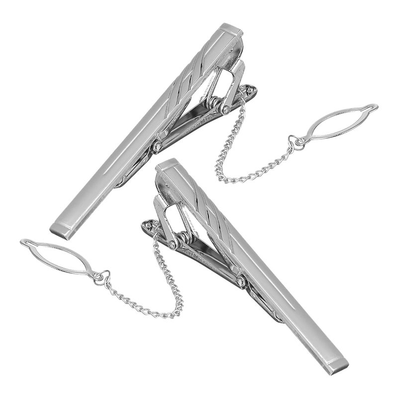 2PCS Tie Clips for Men Fashion Business Style Necktie Clasp Metal Clips for Wedding Party Banquet Business Meetings - Image 1