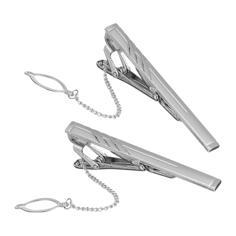 2PCS Tie Clips for Men Fashion Business Style Necktie Clasp Metal Clips for Wedding Party Banquet Business Meetings - Image 5