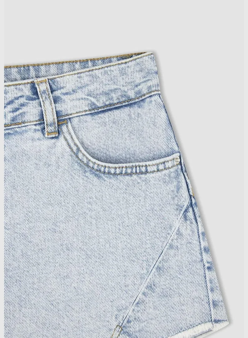 DeFacto High Waisted Distressed Jean Short