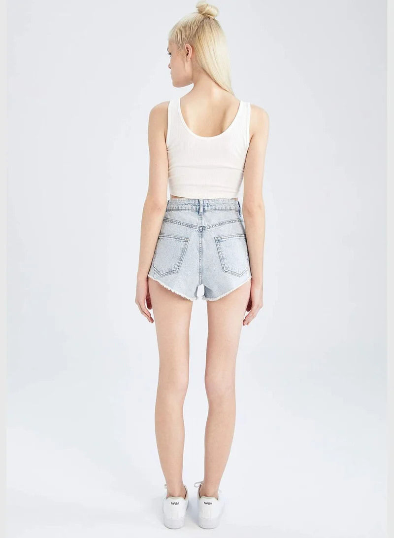 DeFacto High Waisted Distressed Jean Short