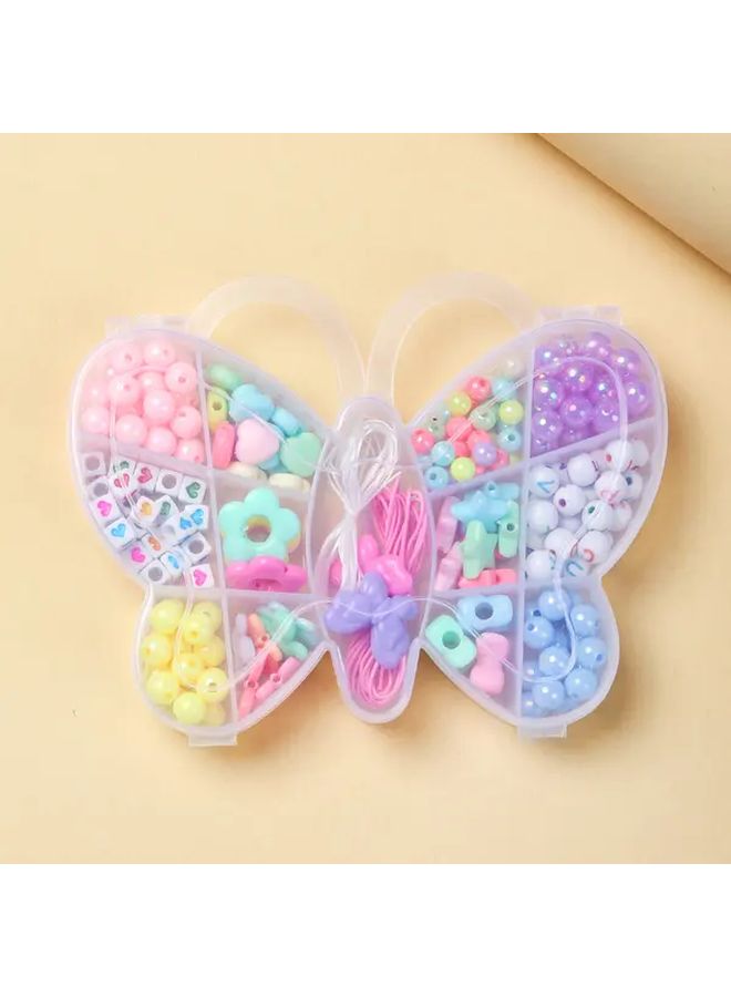 طقم صنع مجوهرات للفتيات، 180 قطعة من الخرز البلاستيكي على شكل قلوب ونجوم وأزهار لصنع الأساور والقلائد يدوياً - Image 1