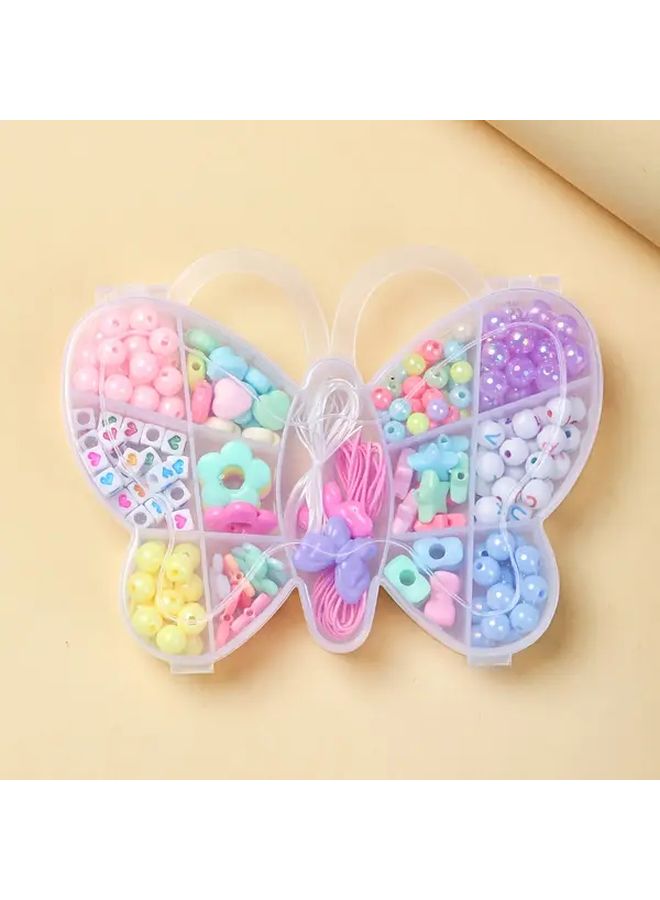 طقم صنع مجوهرات للفتيات، 180 قطعة من الخرز البلاستيكي على شكل قلوب ونجوم وأزهار لصنع الأساور والقلائد يدوياً - Image 2